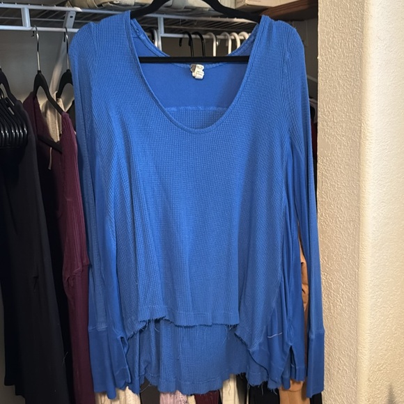 Free People Royal Blue Malibu Thermal Top S - Picture 3 of 4